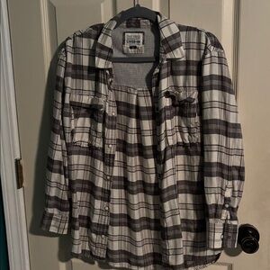 American Eagle Outfitters Gray and White Flannel